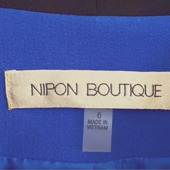 NIPON BOUTIQUE Jacket Open Blazer Royal Blue Black Size 6 - Picture 4 of 8